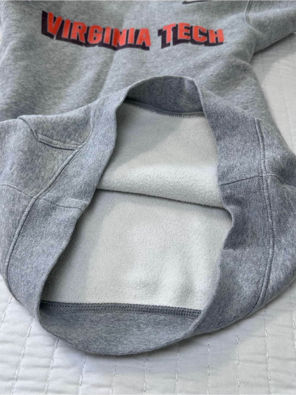 Unisex Nike Gray Fleece PO Hoodie with Orange Virginia Tech Script In Size S - Picture 12 of 12